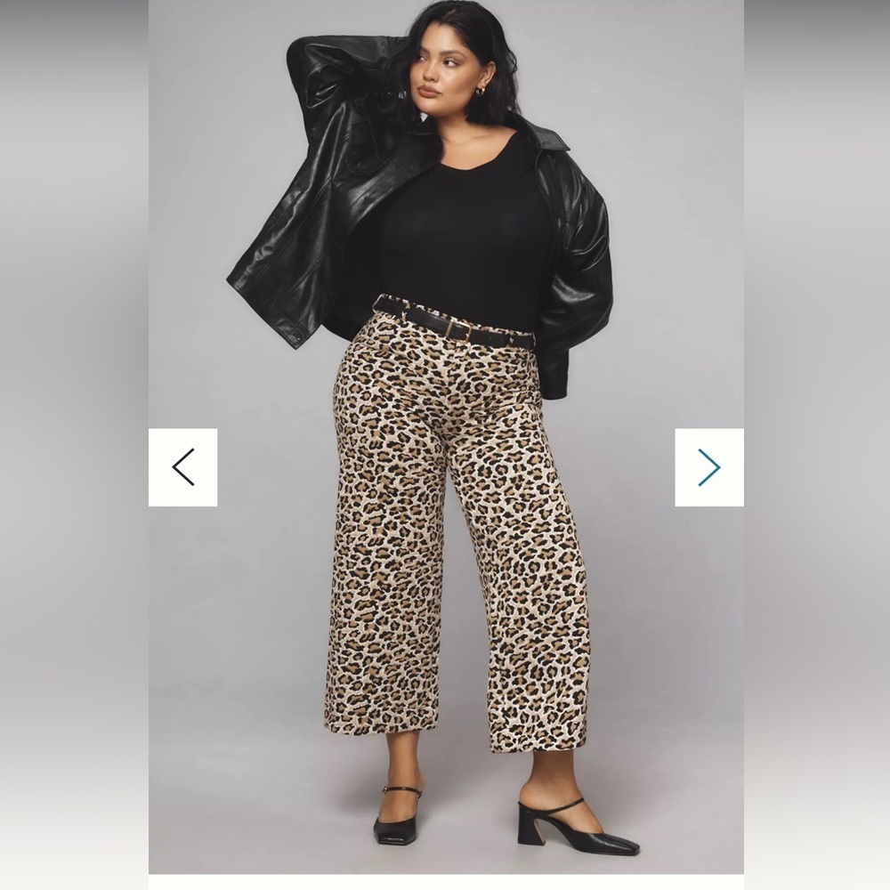 Anthropologie The Ettie High-Rise Crop Wide-Leg Pants : Leopard Edition 30P NWT - Picture 3 of 8